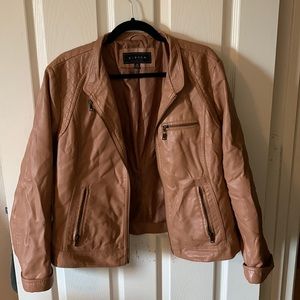 Giacca Brown Leather Zip Up Jacket